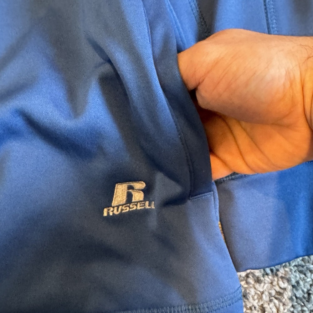Russell Athletic Dri-Power Blue Quarter Zip Pullover Sweatshirt Men's Size L - Picture 3 of 8